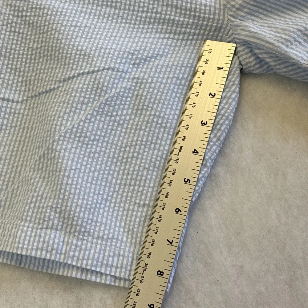 Castaway Nantucket Island Men Embroidered Cape Cod Blue Seersucker Shorts 40x8